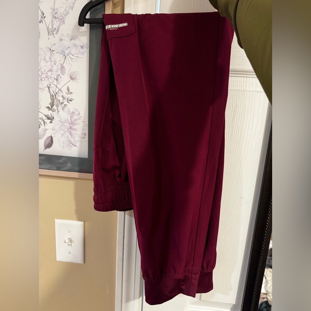 Skechers Maroon Jogger Scrub Pants